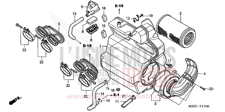 AIR CLEANER (CB600F2/F22) for Hornet S FORCE SILVER METALLIC (NH411) from 2002